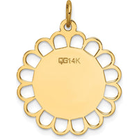 14K Yellow Gold Engravable Flower Disc Charm - 28mm Length by Oro Pregiato