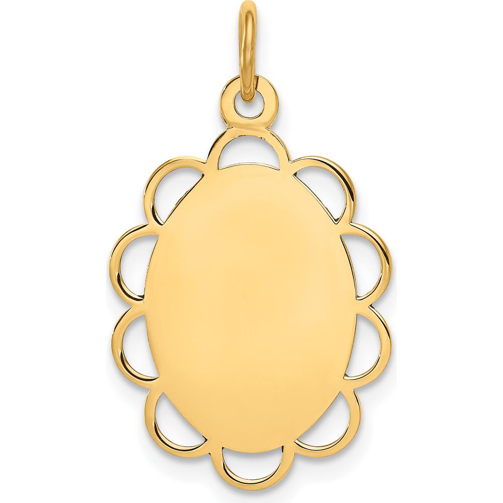 14K Yellow Gold Engravable Flower Disc Charm Pendant - Polished Finish by Oro Pregiato