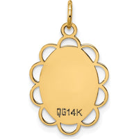 14K Yellow Gold Engravable Flower Disc Charm Pendant - Polished Finish by Oro Pregiato