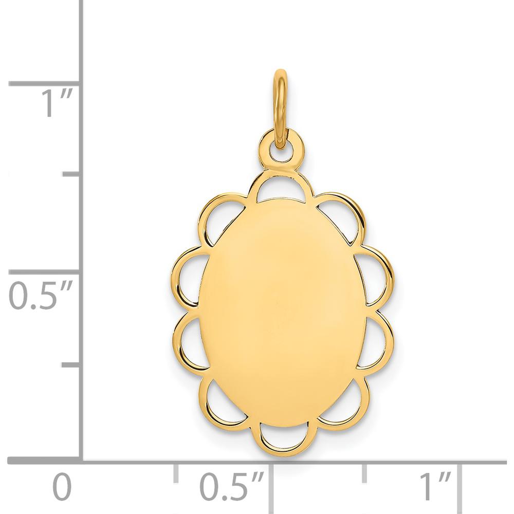 14K Yellow Gold Engravable Flower Disc Charm Pendant - Polished Finish by Oro Pregiato