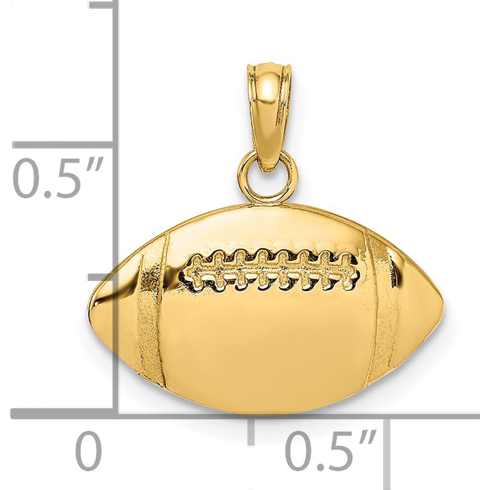 14K Yellow Gold Engravable Football Charm - 10.85mm x 17.5mm by Oro Pregiato