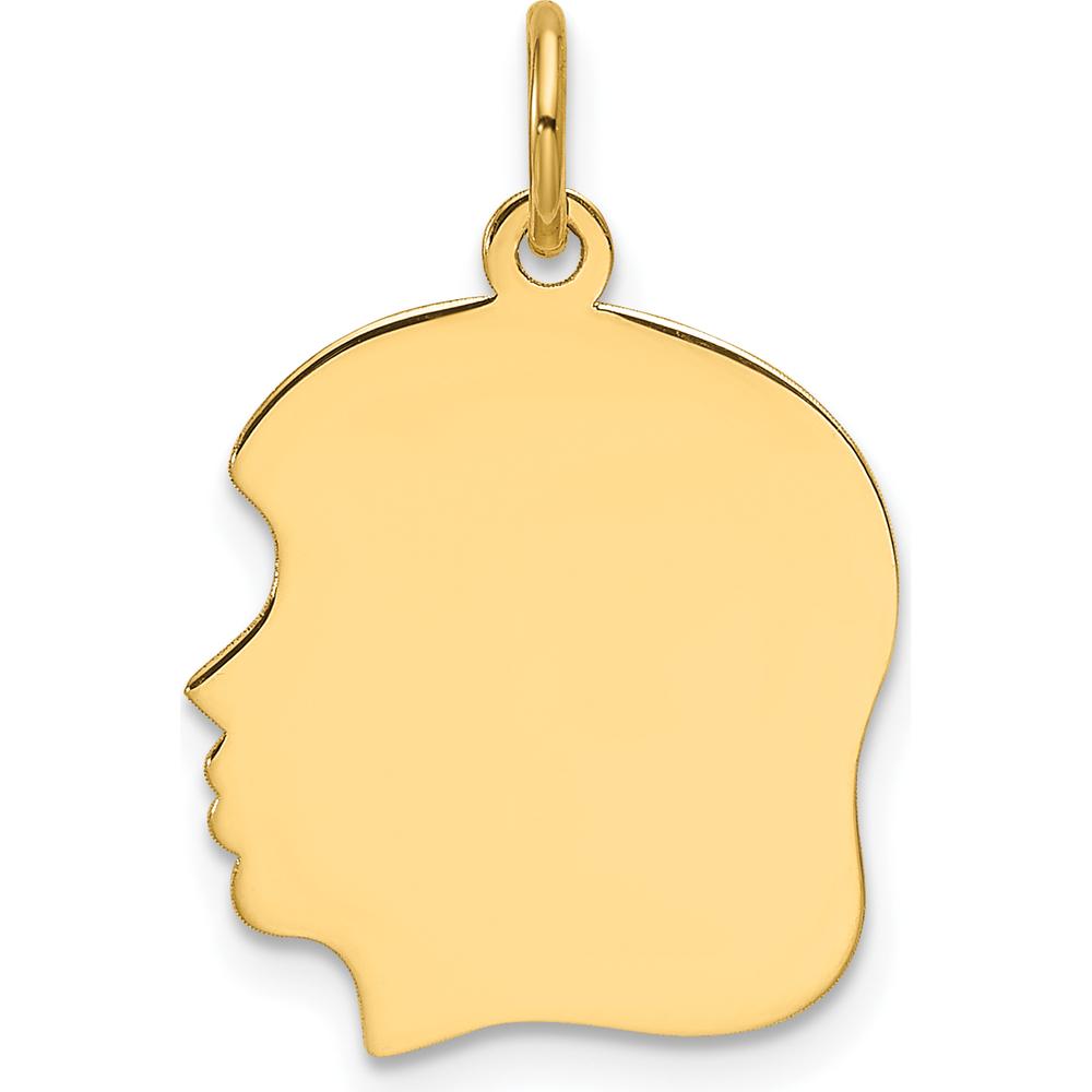 14K Yellow Gold Engravable Girl Head Charm - 22.8mm Length by Oro Pregiato