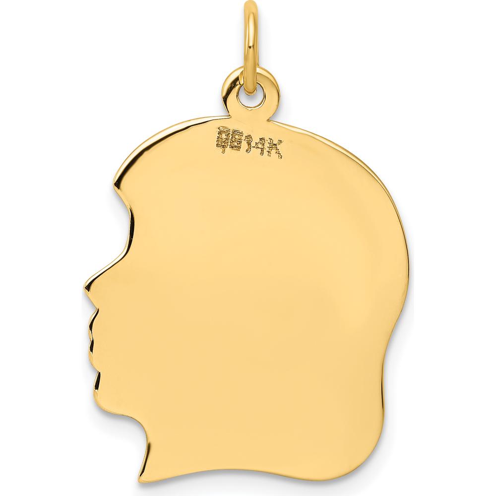 14K Yellow Gold Engravable Girl Head Charm - 30mm Length by Oro Pregiato