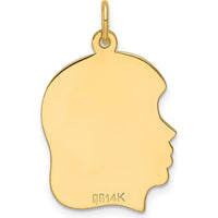 14K Yellow Gold Engravable Girl Head Charm Pendant - 26.4mm Length by Oro Pregiato