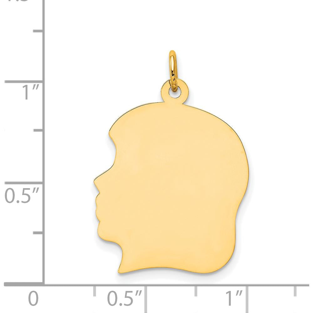 14K Yellow Gold Engravable Girl Head Charm Pendant - Customizable Personalized Pendant by Oro Pregiato