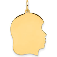 14K Yellow Gold Engravable Girl Head Charm - Personalized Pendant - 25.2mm by Oro Pregiato