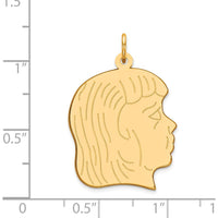 14K Yellow Gold Engravable Girl Head Charm - Personalized Right-Facing Profile Pendant by Oro Pregiato