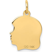 14K Yellow Gold Engravable Girl Head Charm with Polished Finish - 22mm Length by Oro Pregiato