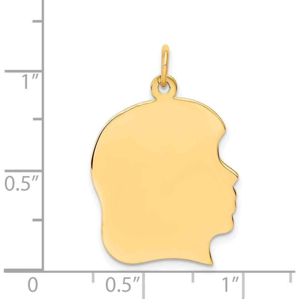 14K Yellow Gold Engravable Girl Head Pendant - Personalized Charm by Oro Pregiato