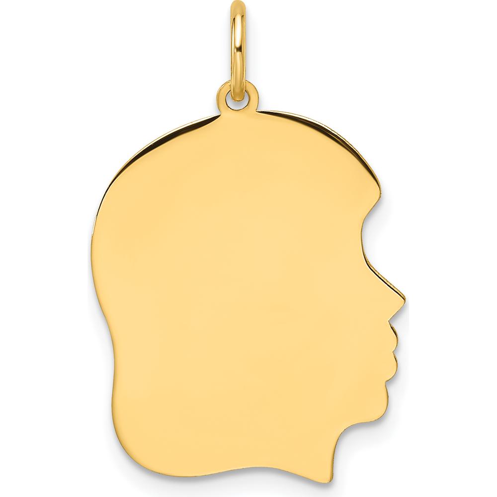 14K Yellow Gold Engravable Girl Head Pendant - Personalized Charm by Oro Pregiato
