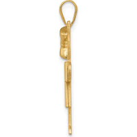 14K Yellow Gold Engravable Girl with Bow Pendant - 30mm Length by Oro Pregiato