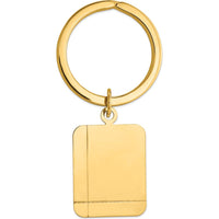 14K Yellow Gold Engravable Grooved Rectangle Disc Key Ring by Oro Pregiato