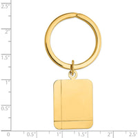 14K Yellow Gold Engravable Grooved Rectangle Disc Key Ring by Oro Pregiato