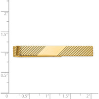 14K Yellow Gold Engravable Grooved Tie Bar - 50mm Polished Solid Gold by Oro Pregiato