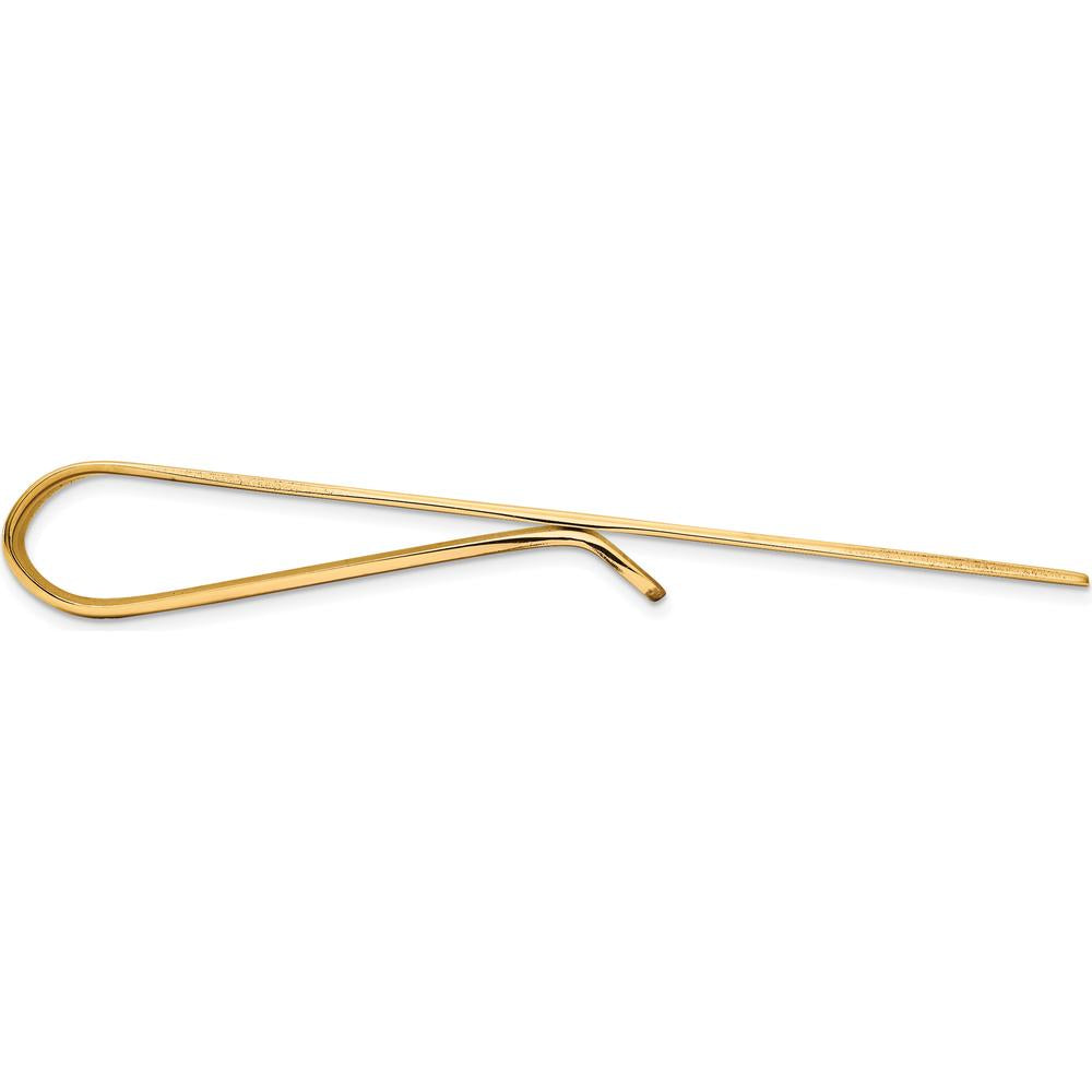 14K Yellow Gold Engravable Grooved Tie Bar with Polished Finish - 50mm x 8mm by Oro Pregiato