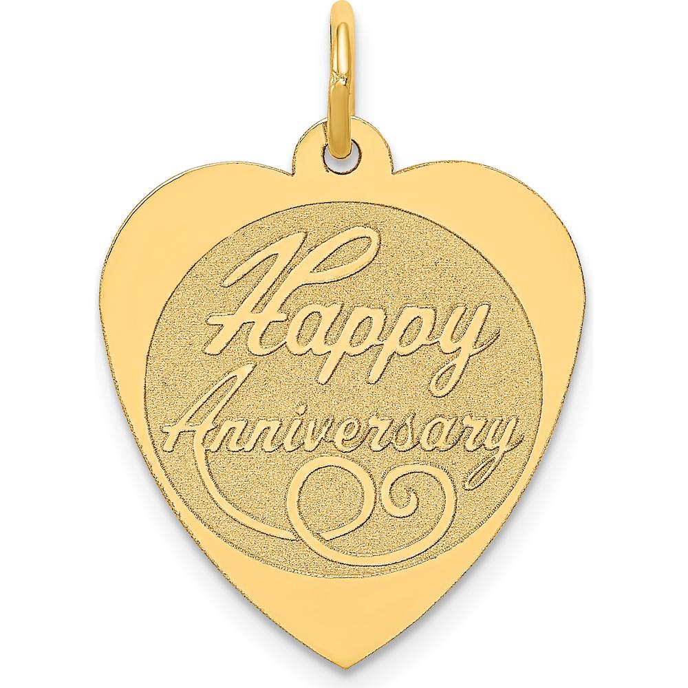14K Yellow Gold Engravable Heart Charm Pendant - 18mm