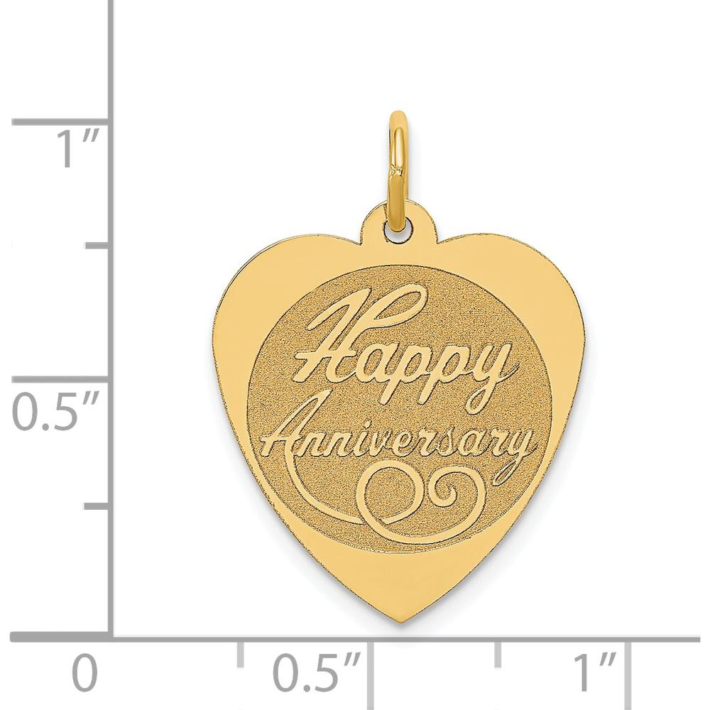 14K Yellow Gold Engravable Heart Charm Pendant - 18mm