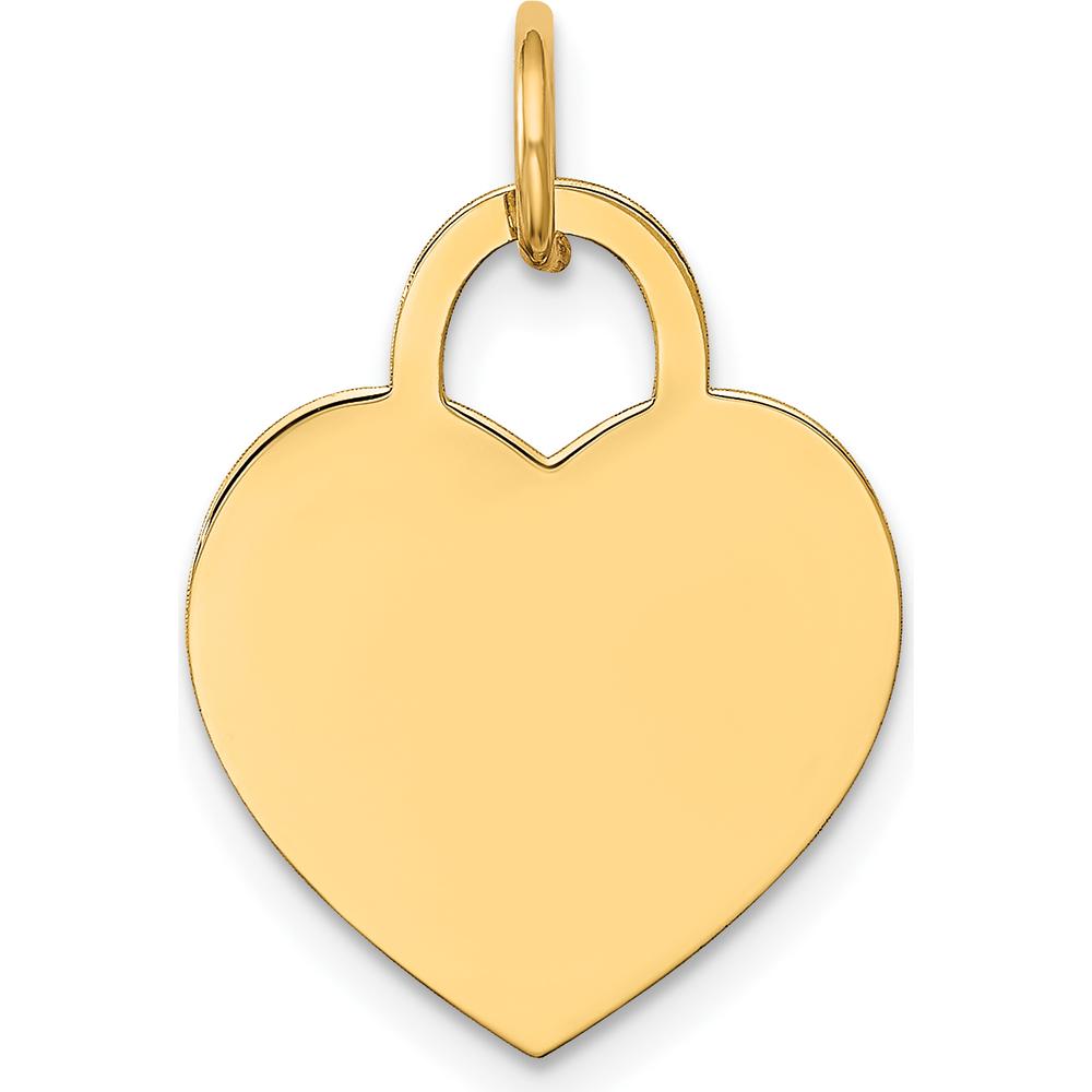 14K Yellow Gold Engravable Heart Charm Pendant - 22mm Length by Oro Pregiato