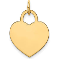 14K Yellow Gold Engravable Heart Charm Pendant - 22mm Length by Oro Pregiato