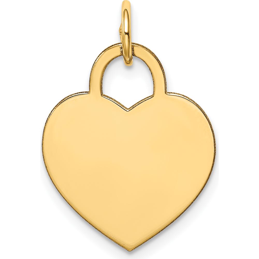 14K Yellow Gold Engravable Heart Charm Pendant - 22mm Length by Oro Pregiato