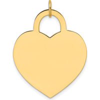 14K Yellow Gold Engravable Heart Charm Pendant - Polished Finish by Oro Pregiato