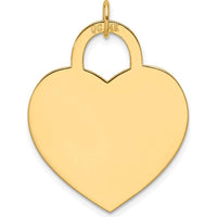 14K Yellow Gold Engravable Heart Charm Pendant - Polished Finish by Oro Pregiato
