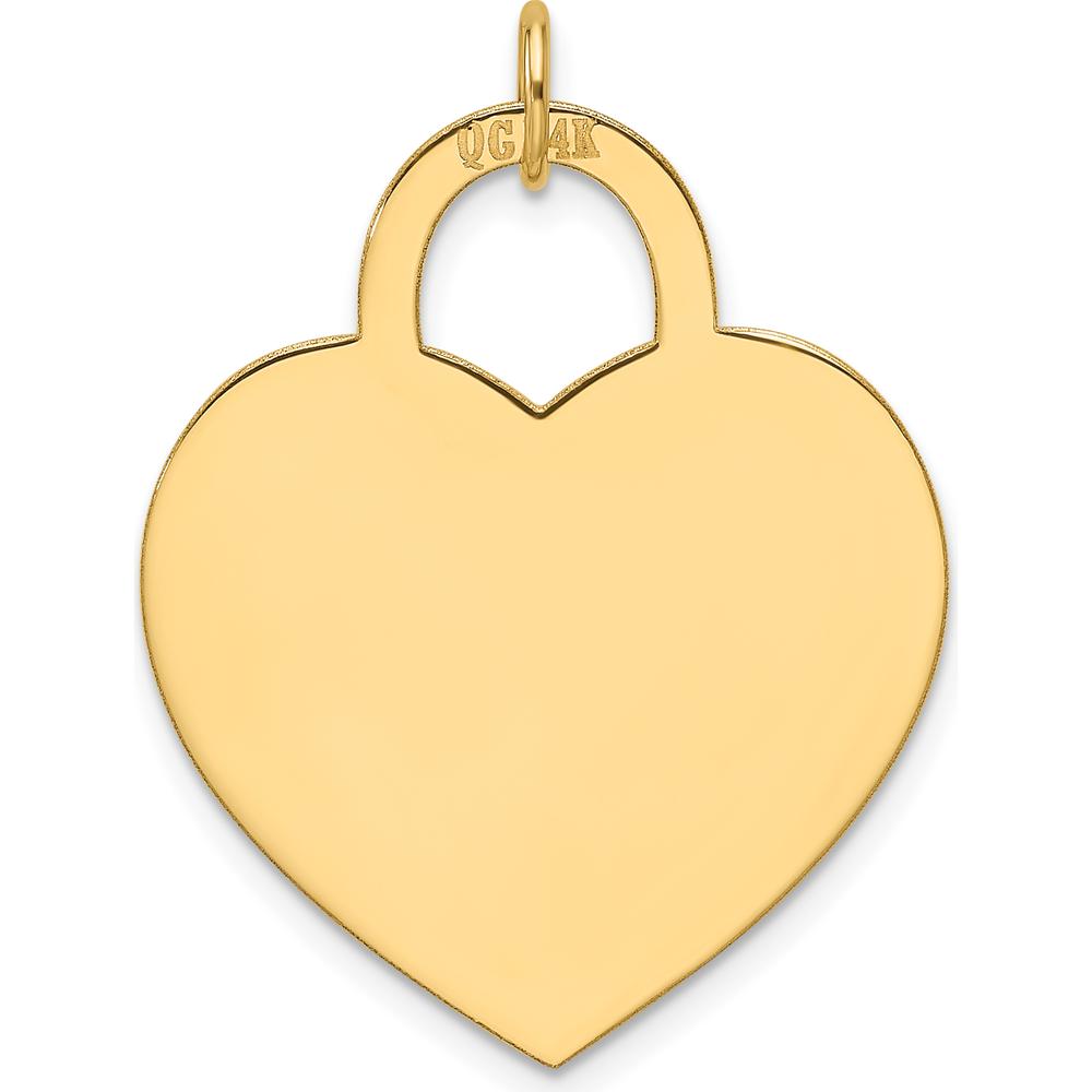 14K Yellow Gold Engravable Heart Charm Pendant - Polished Finish by Oro Pregiato