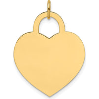 14K Yellow Gold Engravable Heart Charm Pendant - Solid Polished Finish by Oro Pregiato