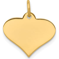 14K Yellow Gold Engravable Heart Disc Charm - 19mm Length, 18mm Width by Oro Pregiato