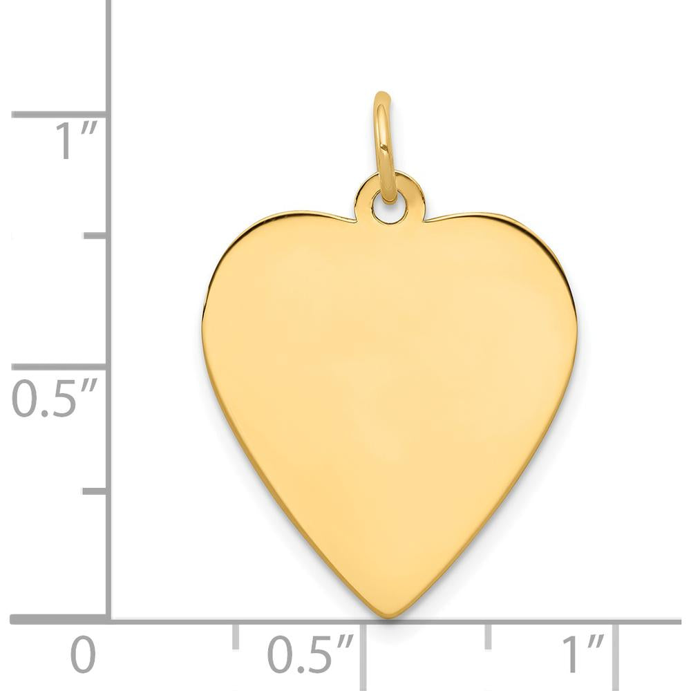 14K Yellow Gold Engravable Heart Disc Charm - 27mm Length, 21mm Width by Oro Pregiato