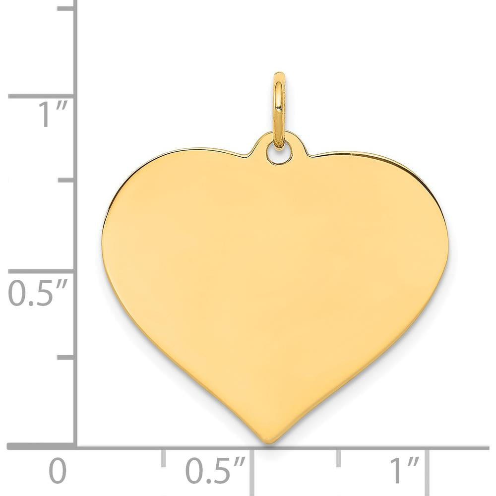 14K Yellow Gold Engravable Heart Disc Charm Pendant - Personalized Solid Gold Heart Charm by Oro Pregiato