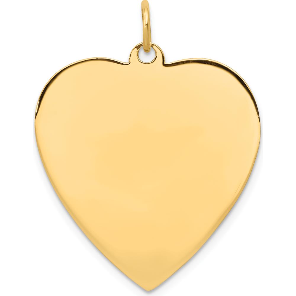 14K Yellow Gold Engravable Heart Disc Charm Pendant - Polished Finish by Oro Pregiato