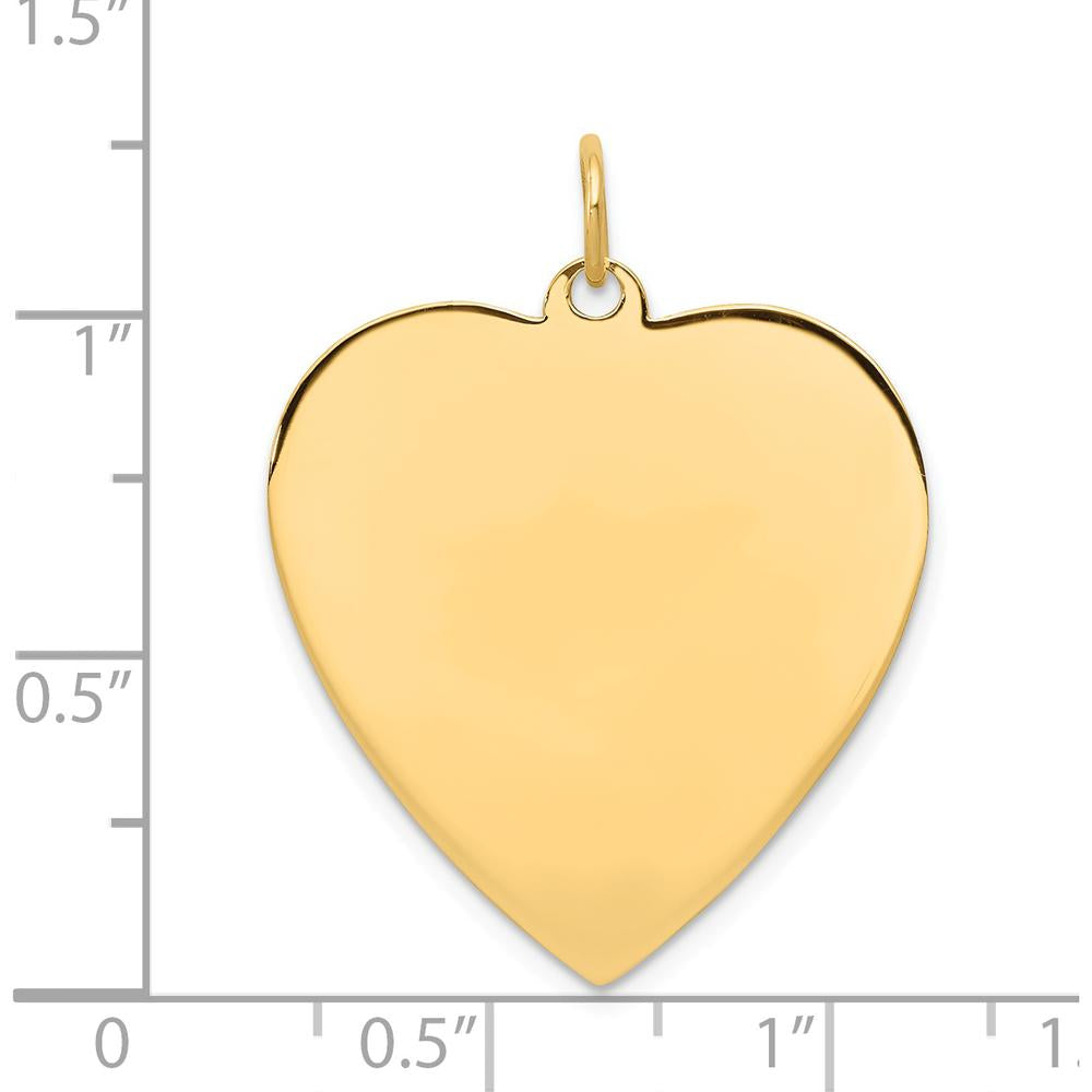 14K Yellow Gold Engravable Heart Disc Charm Pendant - Polished Finish by Oro Pregiato