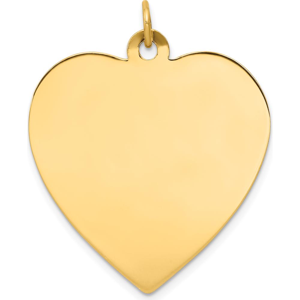 14K Yellow Gold Engravable Heart Disc Charm - Personalized Pendant by Oro Pregiato