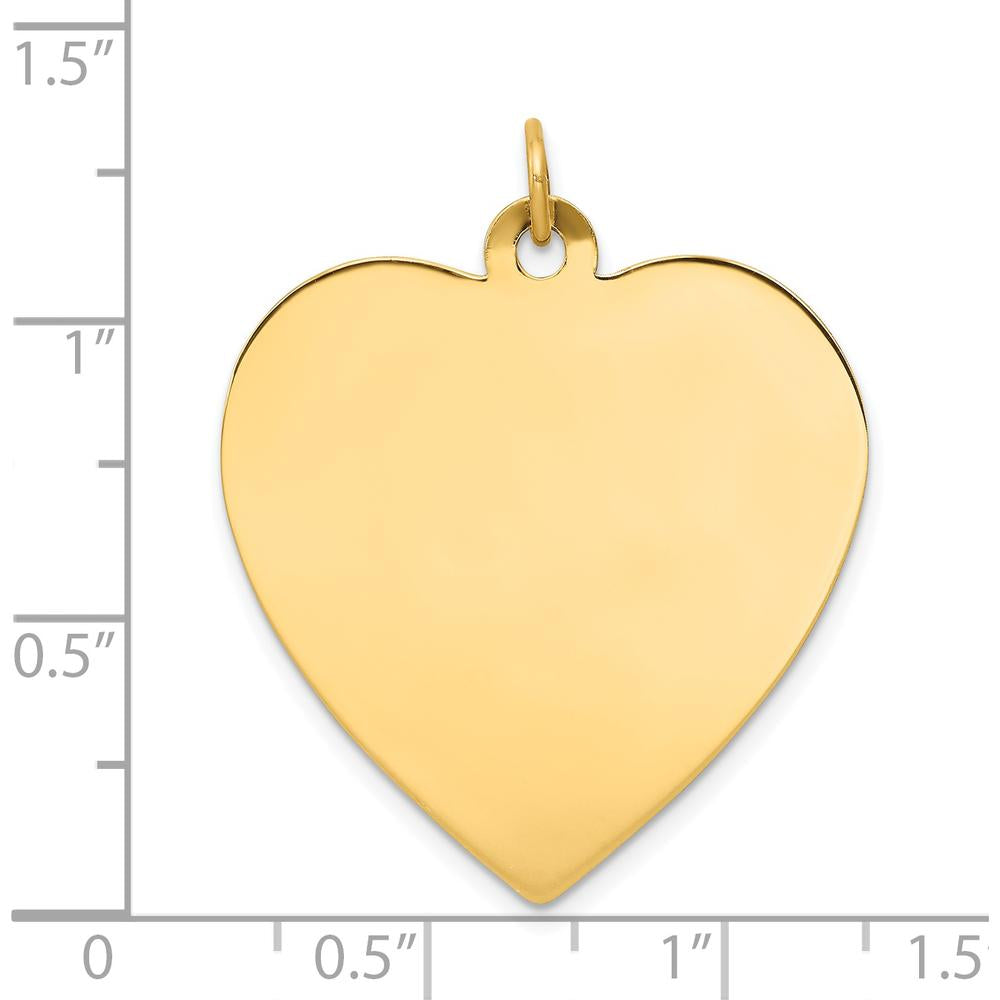 14K Yellow Gold Engravable Heart Disc Charm - Personalized Pendant by Oro Pregiato