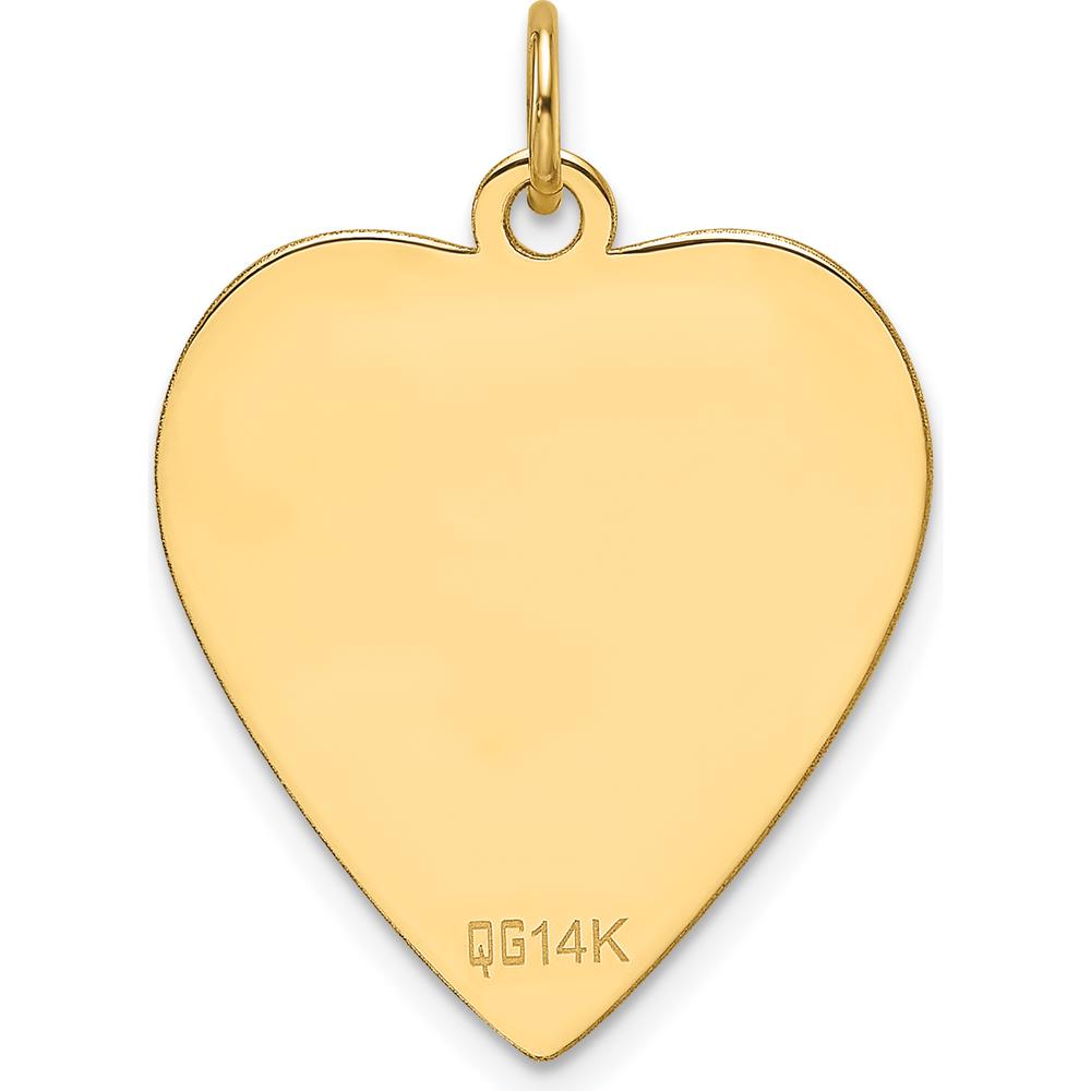 14K Yellow Gold Engravable Heart Disc Charm - Personalized Pendant by Oro Pregiato