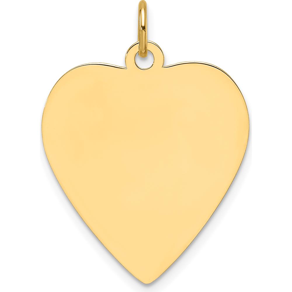 14K Yellow Gold Engravable Heart Disc Charm - Personalized Pendant by Oro Pregiato