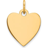14K Yellow Gold Engravable Heart Disc Charm - Polished Finish, 18mm Length by Oro Pregiato