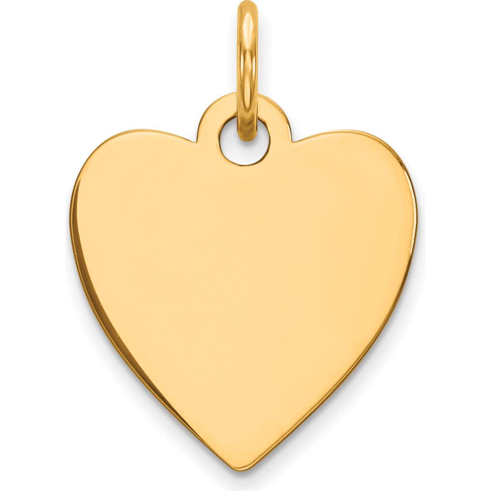 14K Yellow Gold Engravable Heart Disc Charm - Polished Finish, 18mm Length by Oro Pregiato
