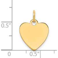 14K Yellow Gold Engravable Heart Disc Charm - Polished Finish, 18mm Length by Oro Pregiato