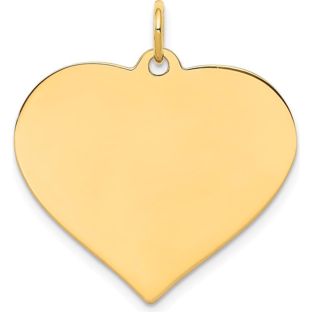 14K Yellow Gold Engravable Heart Disc Charm - Polished Finish, 25mm by Oro Pregiato