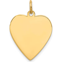 14K Yellow Gold Engravable Heart Disc Charm - Polished Finish by Oro Pregiato