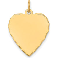 14K Yellow Gold Engravable Heart Disc Charm with Diamond-Cut Texture by Oro Pregiato