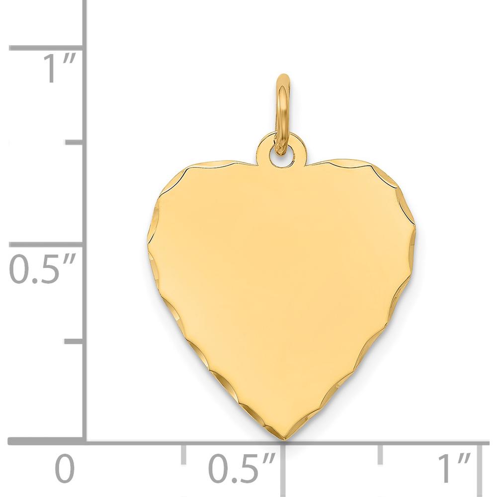 14K Yellow Gold Engravable Heart Disc Charm with Diamond-Cut Texture by Oro Pregiato