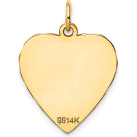 14K Yellow Gold Engravable Heart Disc Charm with Diamond-Cut Texture by Oro Pregiato