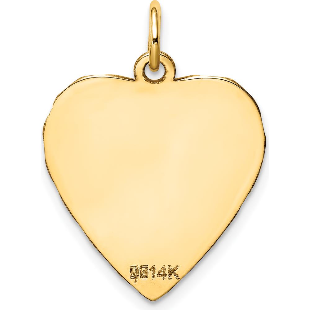 14K Yellow Gold Engravable Heart Disc Charm with Diamond-Cut Texture by Oro Pregiato