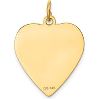 14K Yellow Gold Engravable Heart Disc Charm with Laser Etched Detailing - Polished Finish by Oro Pregiato
