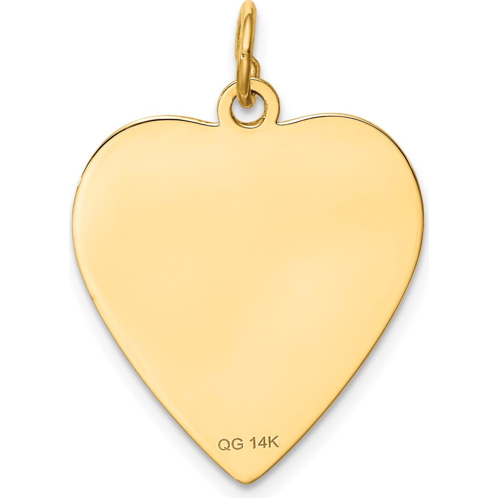 14K Yellow Gold Engravable Heart Disc Charm with Laser Etched Detailing - Polished Finish by Oro Pregiato