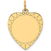 14K Yellow Gold Engravable Heart Disc Charm with Laser Etching - 23mm by Oro Pregiato