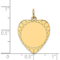 14K Yellow Gold Engravable Heart Disc Charm with Laser Etching - 23mm by Oro Pregiato